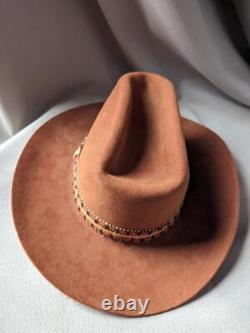 Vintage LONGHORN fur felt BEAVER 3X fur felt 7-1/4 brown COWBOY HAT western