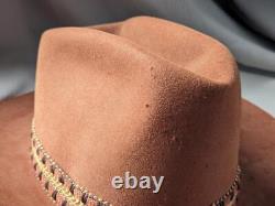 Vintage LONGHORN fur felt BEAVER 3X fur felt 7-1/4 brown COWBOY HAT western