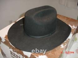 Vintage Men's Black Resistol Cowboy 5x Beaver Long Oval Felt Hat Size 7 1/8