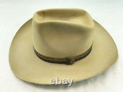Vintage Mens Cowboy Hat Size 7 John B Stetson 5x Beaver Tan/Cream Good Condition