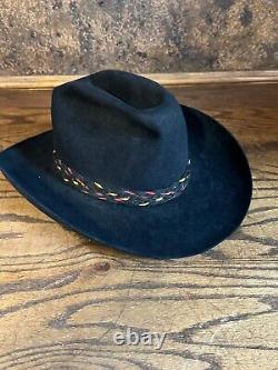 Vintage Mens STETSON 5X Black Beaver Fur Felt Western Hat / XXXXX / 7 1/8