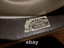 Vintage NOS Stetson XXX Rancher Cowboy Hat Light Brown Sz. 7 1/8 with JBS Pin