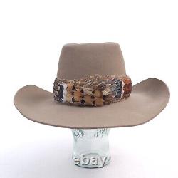 Vintage RESISTOL Western Cowboy Hat XXX Beaver 7½ Tan withFeather UNION USA MADE