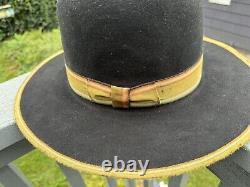 Vintage Rancher Hat 40s Billy Jack Flat Brim Beaver Rockmount Open Crown 7 5/8