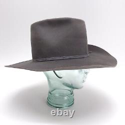 Vintage Resistol 4X Beaver Las Vegas Cowboy Western Hat Sz 7 3/8 R Granite Gray