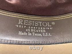 Vintage Resistol 4X Beaver Las Vegas Pecan Cowboy Hat 7 3/8 Long Oval Texas USA