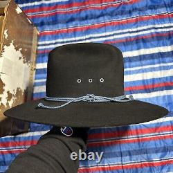 Vintage Resistol Black Cowboy Hat Size 7 3/8- 4X (XXXX) Beaver Blue Band Oval