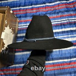 Vintage Resistol Black Cowboy Hat Size 7 3/8- 4X (XXXX) Beaver Blue Band Oval