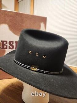 Vintage Resistol George Strait 4X Beaver Cowboy Hat Black Long Oval 7 1/2