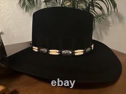 Vintage Resistol Men 4XXXX Beaver Felt Black Cowboy Hat Western Trophy USA 7 5/8