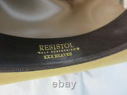 Vintage Resistol Self-Conforming XXX Beaver Western Cowboy Hat 7 Band Pin Tan