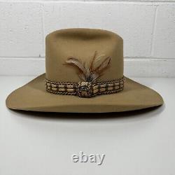 Vintage Resistol Stagecoach Cowboy Hat Size 7 1/4 Tan Feathers Beaver Pond, MT