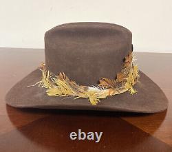 Vintage Royal Quality 5XXXXX Beaver THE ROUNDUP Brown Western Cowboy Hat 7 1/4