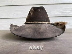 Vintage Rugged 15X Beaver Felt Resistol Bull Rider Rodeo Cowboy Hat 7 1/4 Black