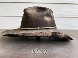 Vintage Rugged 15X Beaver Felt Resistol Bull Rider Rodeo Cowboy Hat 7 1/8 Black