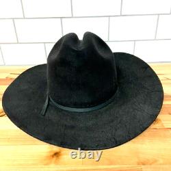 Vintage Rugged 5X Beaver Brand Black Cowboy Hat Bull Rider Cowboy Hat 7 1/8-57