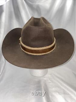 Vintage Rugged 5X Beaver Bull Rider Cowboy Hat Western Ranchman Outfitters Brown