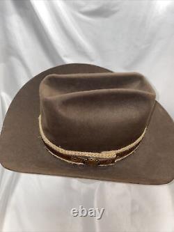 Vintage Rugged 5X Beaver Bull Rider Cowboy Hat Western Ranchman Outfitters Brown