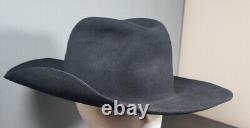Vintage STETSON 4X Beaver Cowboy Hat Size 58 7 1/4 700 Black 3.5 Brim EUC