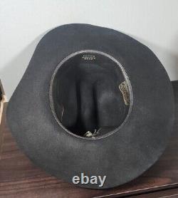 Vintage STETSON 4X Beaver Cowboy Hat Size 58 7 1/4 700 Black 3.5 Brim EUC