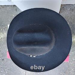 Vintage STETSON Black 4X Beaver Western Cowboy Hat Skyline 7 1/4 XXXX withBox