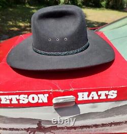 Vintage STETSON Black 4X Beaver Western Cowboy Hat Skyline 7 1/4 XXXX withBox