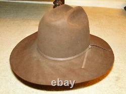 Vintage STETSON Brown Fedora Hat Cowboy Western Hat Beaver XXXX Sz 7 1/2