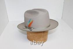 Vintage STETSON Long Oval Gray Beaver 50 Hat 7X Size 7? & Original Box