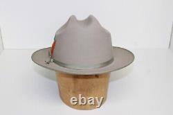 Vintage STETSON Long Oval Gray Beaver 50 Hat 7X Size 7? & Original Box