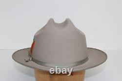 Vintage STETSON Long Oval Gray Beaver 50 Hat 7X Size 7? & Original Box