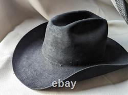 Vintage STETSON black 7-1/2 fur felted 4X BEAVER cowboy hat WESTERN rodeo