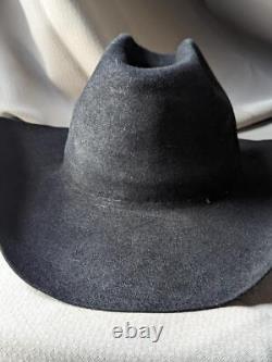 Vintage STETSON black 7-1/2 fur felted 4X BEAVER cowboy hat WESTERN rodeo