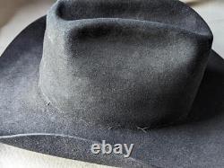 Vintage STETSON black 7-1/2 fur felted 4X BEAVER cowboy hat WESTERN rodeo