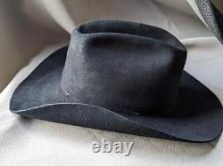 Vintage STETSON black 7-1/2 fur felted 4X BEAVER cowboy hat WESTERN rodeo