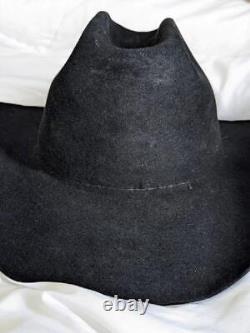 Vintage STETSON black 7-1/2 fur felted 4X BEAVER cowboy hat WESTERN rodeo