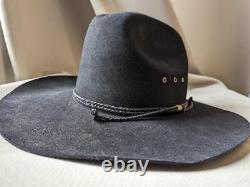 Vintage STETSON cowboy hat BEAVER 4X black 7-3/8 western K TYLER xxxx (59)