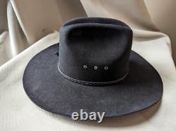 Vintage STETSON cowboy hat BEAVER 4X black 7-3/8 western K TYLER xxxx (59)
