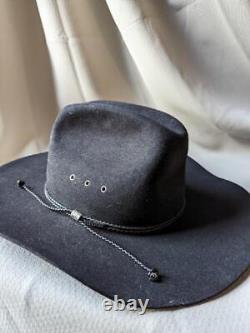 Vintage STETSON cowboy hat BEAVER 4X black 7-5/8 western K TYLER xxxx