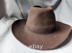 Vintage STETSON fur felt 5X beaver 7-1/2 brown COWBOY hat cap