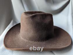 Vintage STETSON fur felt 5X beaver 7-1/2 brown COWBOY hat cap