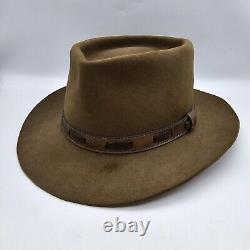 Vintage Stetson 3X Beaver Brown Cowboy Hat Brown Leather Band 6 7/8