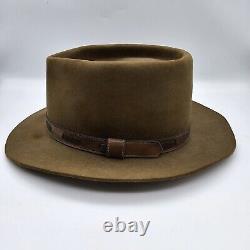 Vintage Stetson 3X Beaver Brown Cowboy Hat Brown Leather Band 6 7/8