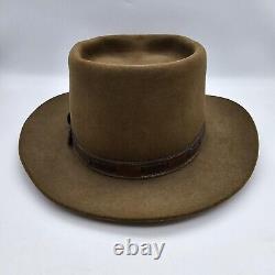 Vintage Stetson 3X Beaver Brown Cowboy Hat Brown Leather Band 6 7/8