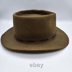 Vintage Stetson 3X Beaver Brown Cowboy Hat Brown Leather Band 6 7/8