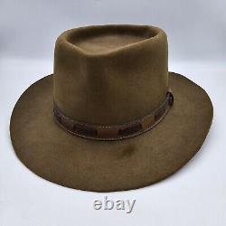 Vintage Stetson 3X Beaver Brown Cowboy Hat Brown Leather Band 6 7/8