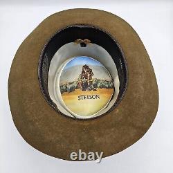 Vintage Stetson 3X Beaver Brown Cowboy Hat Brown Leather Band 6 7/8