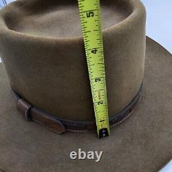 Vintage Stetson 3X Beaver Brown Cowboy Hat Brown Leather Band 6 7/8