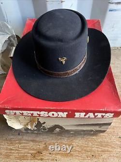 Vintage Stetson 3X Beaver Revenger Black Hat Size 7 With Original Box