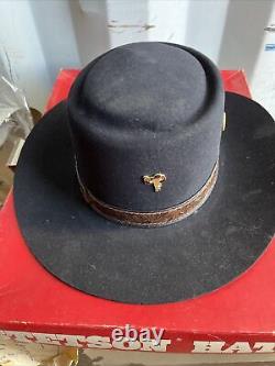 Vintage Stetson 3X Beaver Revenger Black Hat Size 7 With Original Box