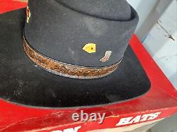 Vintage Stetson 3X Beaver Revenger Black Hat Size 7 With Original Box